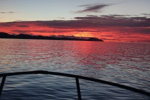 sunset of sea of cortez from a boat